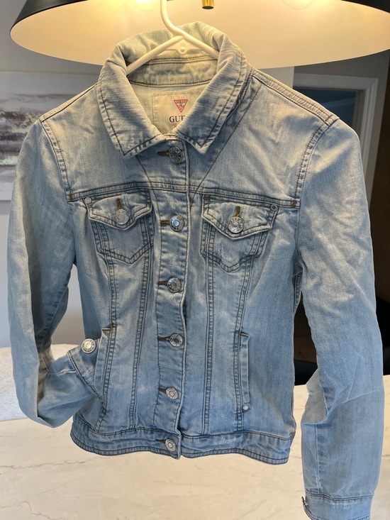 Guess Jackets & Blazers - Guess Light Wash Blue Denim Jacket - Women's Button-Front